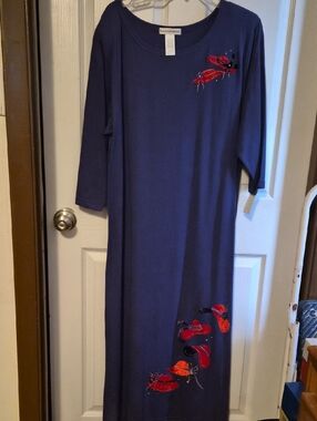 Purplr Maxi Dress with Red Embellishments Of Zred Hats